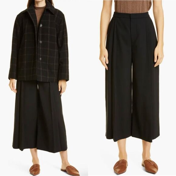 NEW VINCE $345 Pleat Front Wool Blend Wide Leg Culottes - Picture 1 of 10